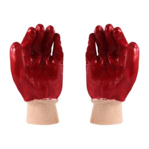 MASTER PVC RED GLOVE – KNITTED WRIST