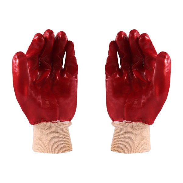 MASTER PVC RED GLOVE – KNITTED WRIST